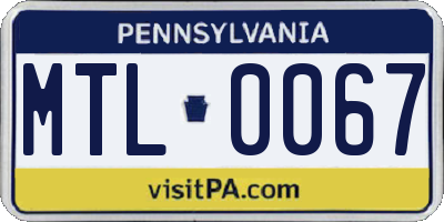 PA license plate MTL0067