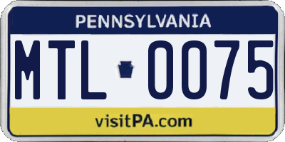 PA license plate MTL0075