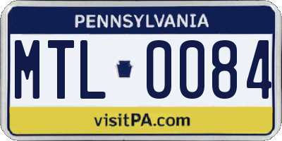 PA license plate MTL0084