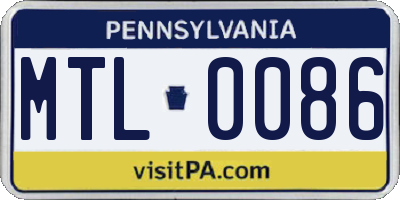 PA license plate MTL0086