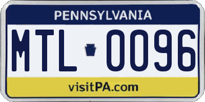 PA license plate MTL0096