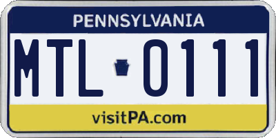 PA license plate MTL0111