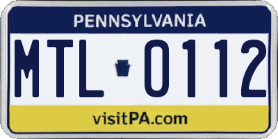 PA license plate MTL0112