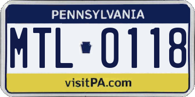 PA license plate MTL0118
