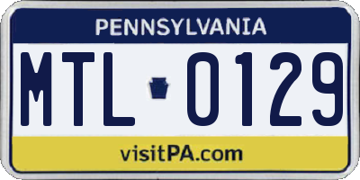 PA license plate MTL0129