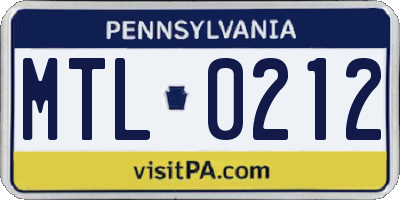 PA license plate MTL0212