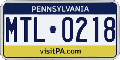 PA license plate MTL0218