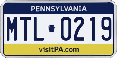 PA license plate MTL0219