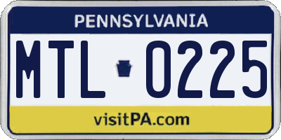 PA license plate MTL0225