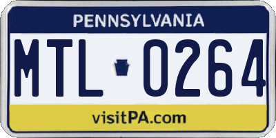PA license plate MTL0264