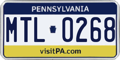 PA license plate MTL0268