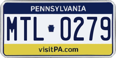 PA license plate MTL0279