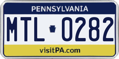 PA license plate MTL0282