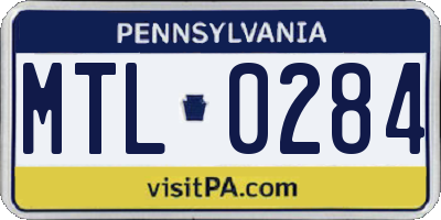 PA license plate MTL0284