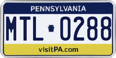 PA license plate MTL0288