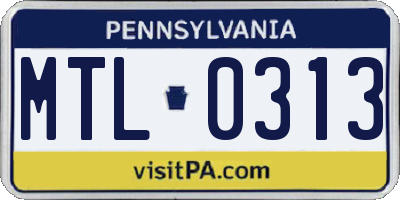 PA license plate MTL0313