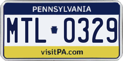 PA license plate MTL0329