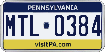 PA license plate MTL0384