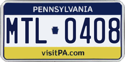 PA license plate MTL0408
