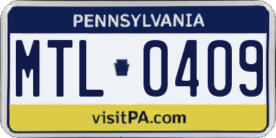 PA license plate MTL0409