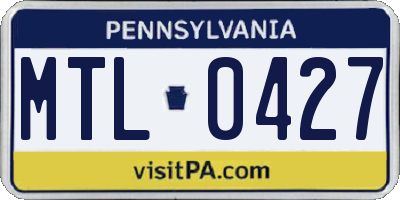 PA license plate MTL0427