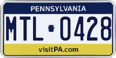 PA license plate MTL0428