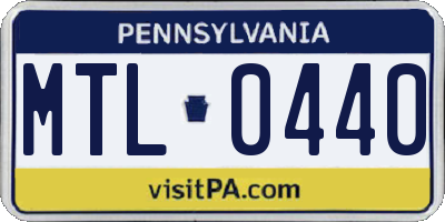 PA license plate MTL0440