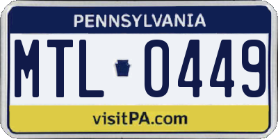 PA license plate MTL0449