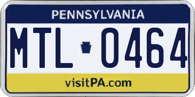 PA license plate MTL0464