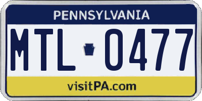 PA license plate MTL0477