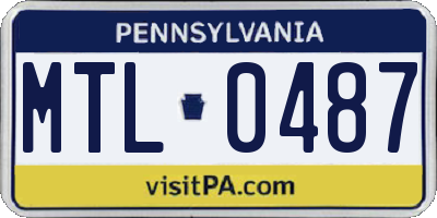 PA license plate MTL0487