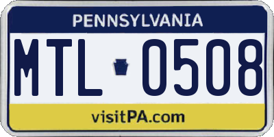 PA license plate MTL0508