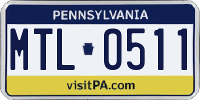 PA license plate MTL0511