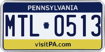 PA license plate MTL0513