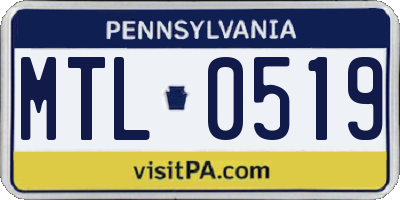 PA license plate MTL0519