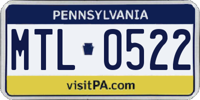 PA license plate MTL0522