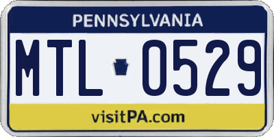 PA license plate MTL0529