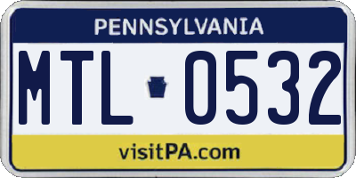 PA license plate MTL0532