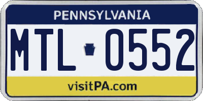 PA license plate MTL0552