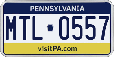 PA license plate MTL0557