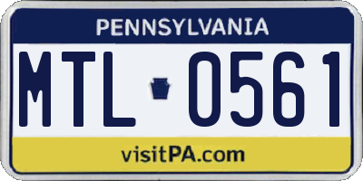 PA license plate MTL0561