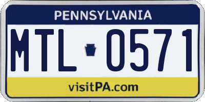 PA license plate MTL0571