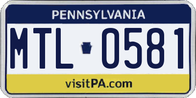 PA license plate MTL0581