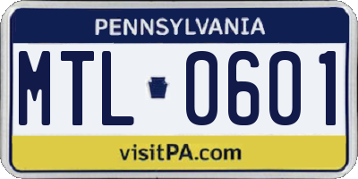 PA license plate MTL0601