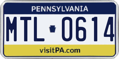 PA license plate MTL0614