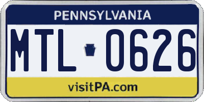 PA license plate MTL0626