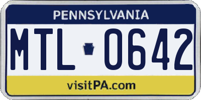 PA license plate MTL0642