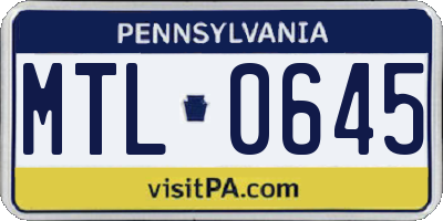 PA license plate MTL0645