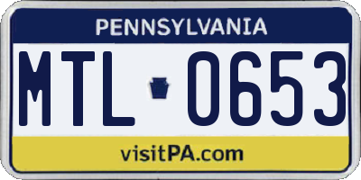 PA license plate MTL0653