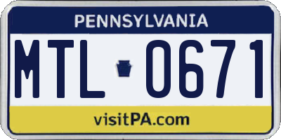 PA license plate MTL0671